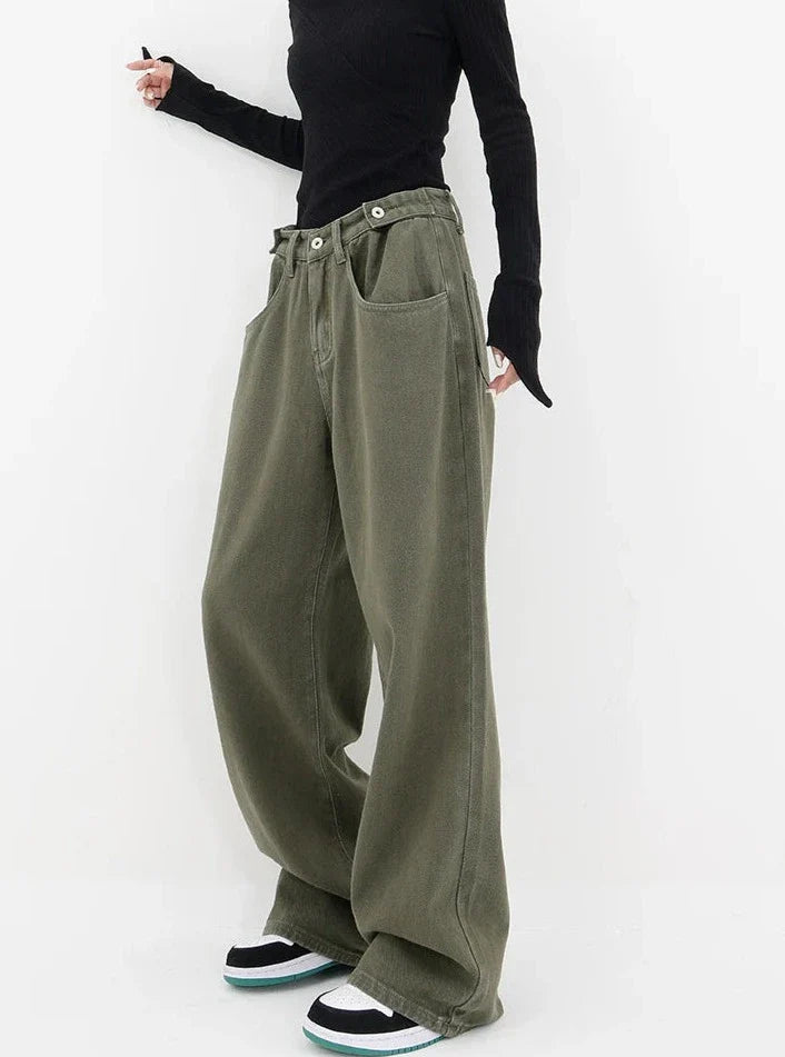 Casualowe jeansy z wysokim stanem