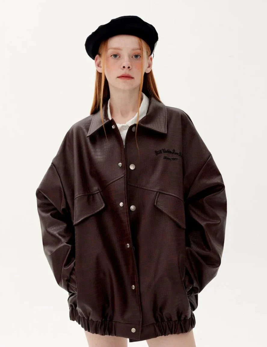 Teksturowana kurtka ze skóry