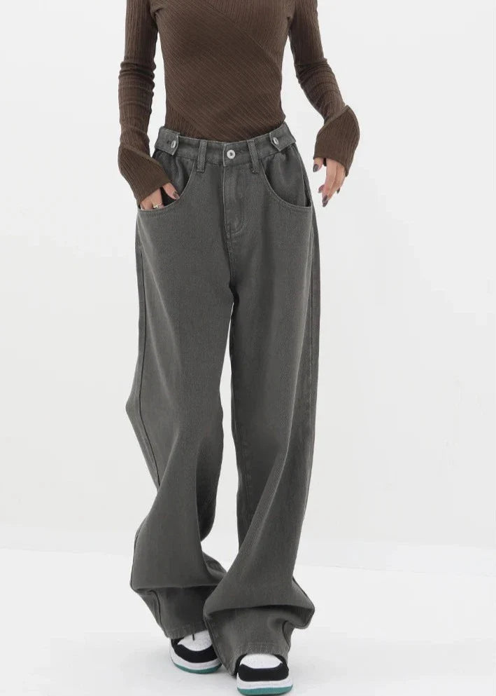 Casualowe jeansy z wysokim stanem