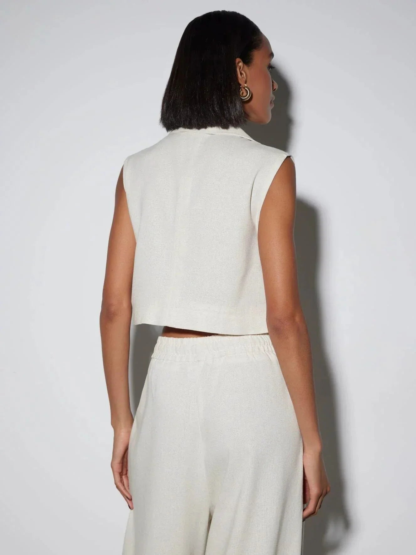 Elegancki kardigan i garnitur do spodni wykonany z lnu i baweęny