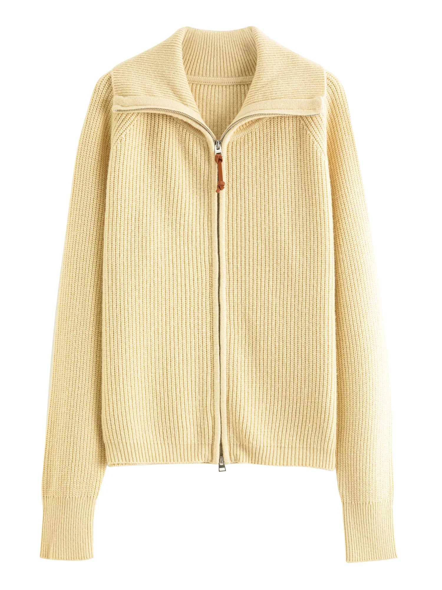 Kardigan z dzianiny z mieszanki wełny z podwójnym zamkiem błyskawicznym