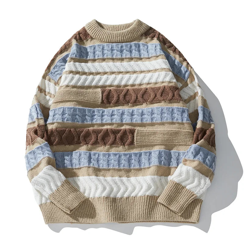 Kontrastowy brokatowy sweter z patchworkiem