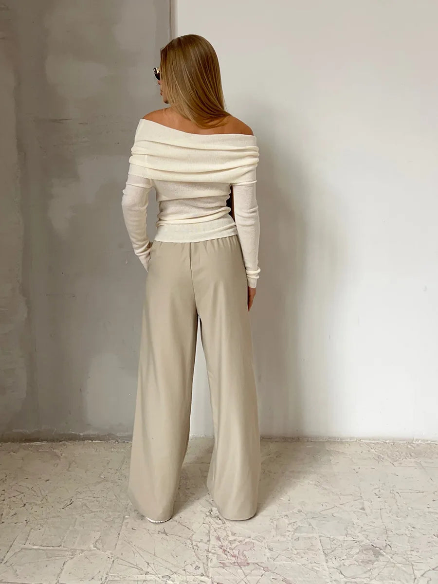 Kaszmirowy sweter z odkrytymi ramionami