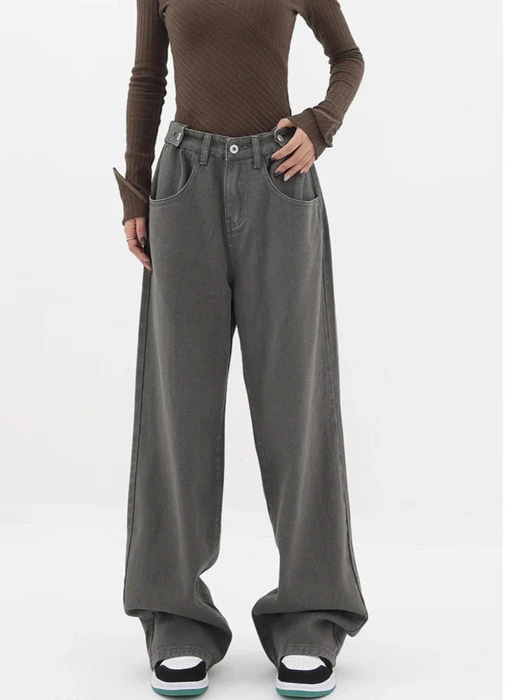 Casualowe jeansy z wysokim stanem