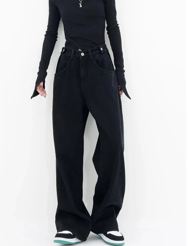 Casualowe jeansy z wysokim stanem