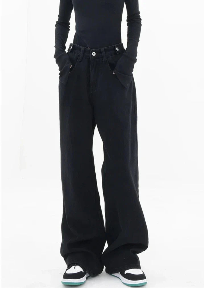 Casualowe jeansy z wysokim stanem