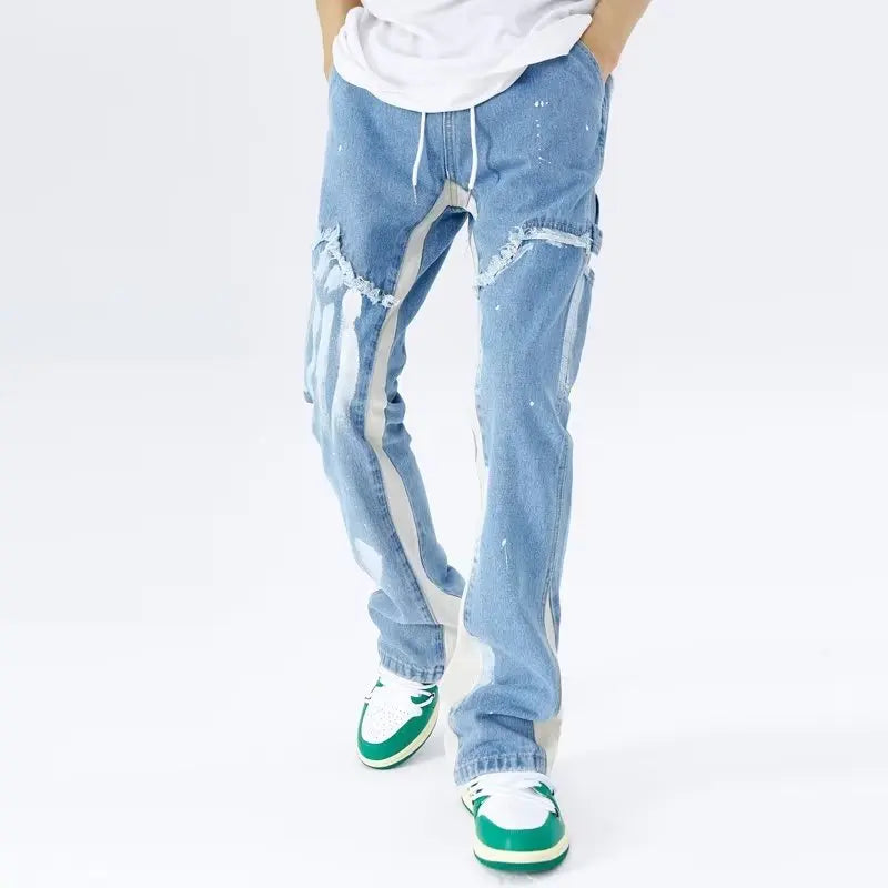 LuŸne jeansy rozkloszowane w stylu streetwear