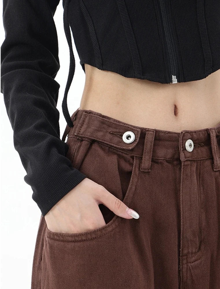 Casualowe jeansy z wysokim stanem