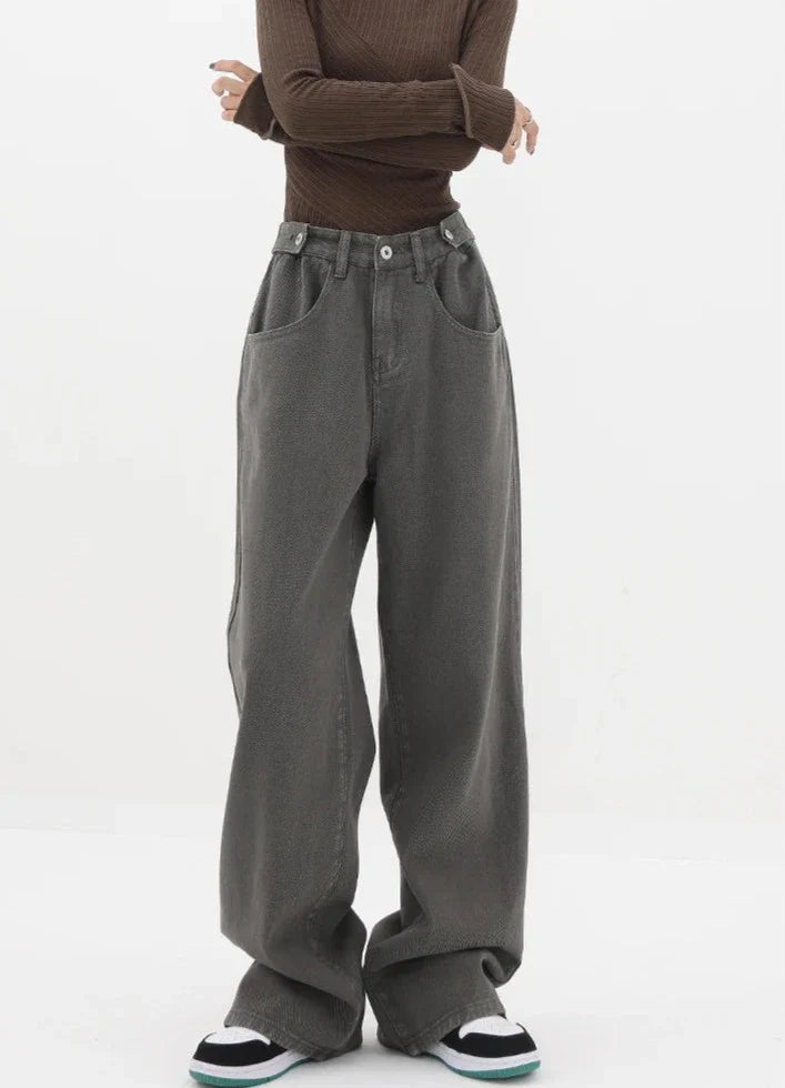 Casualowe jeansy z wysokim stanem