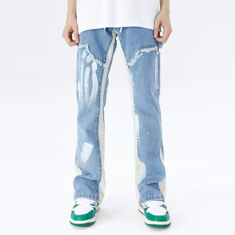 LuŸne jeansy rozkloszowane w stylu streetwear