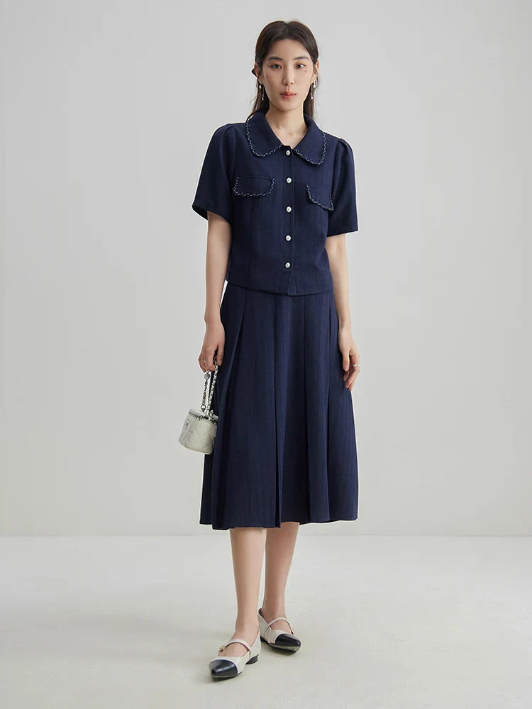 Elegancki klasyczny komplet top i spódnica