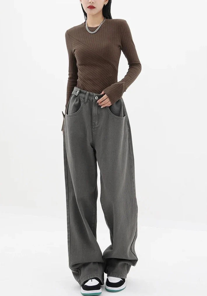 Casualowe jeansy z wysokim stanem