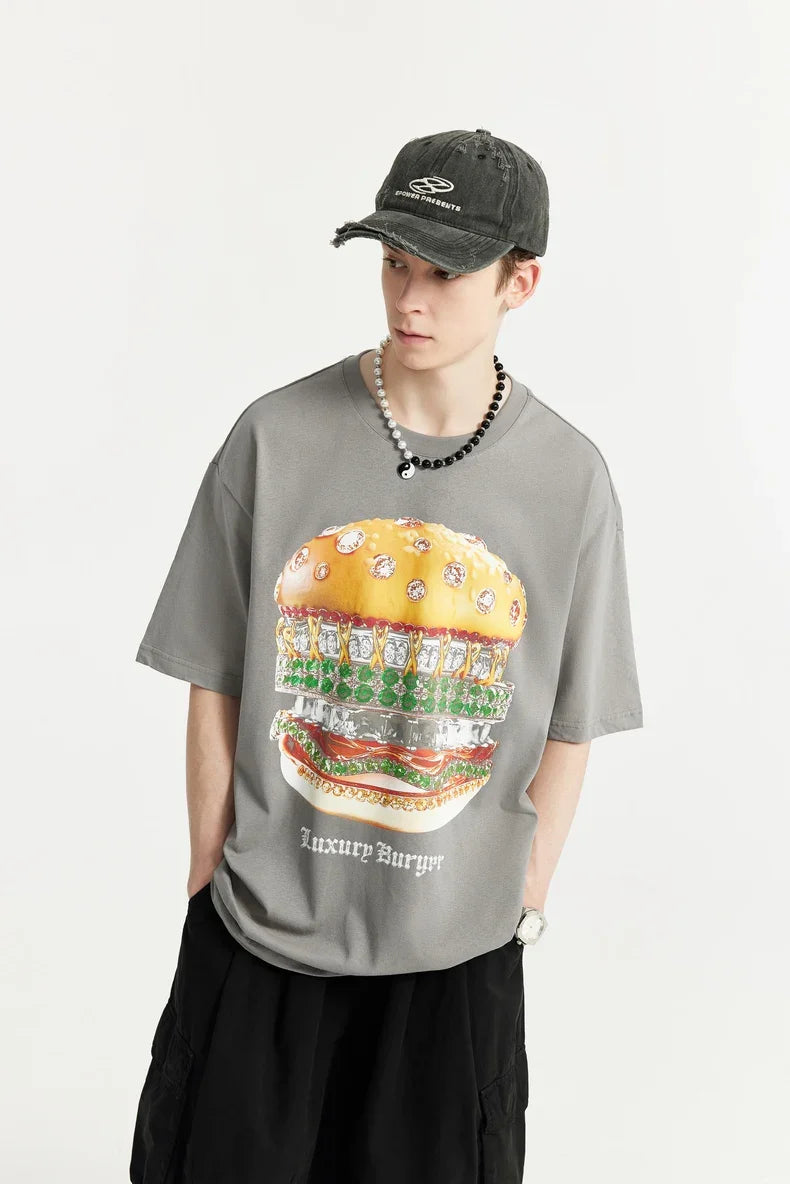 T-shirt z nadrukiem hamburgera