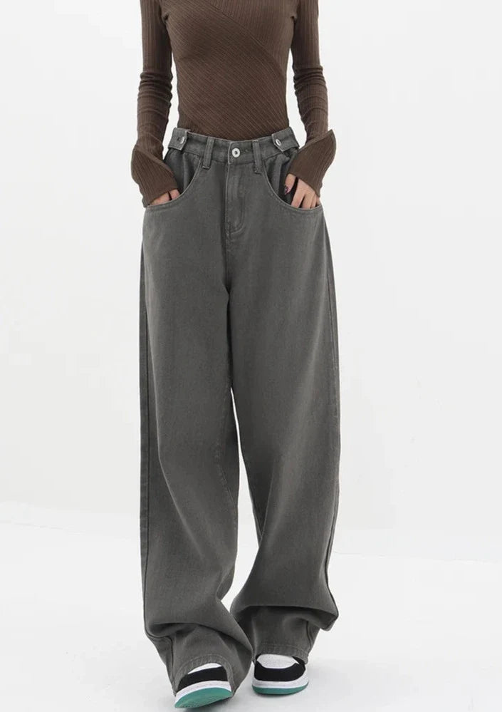 Casualowe jeansy z wysokim stanem