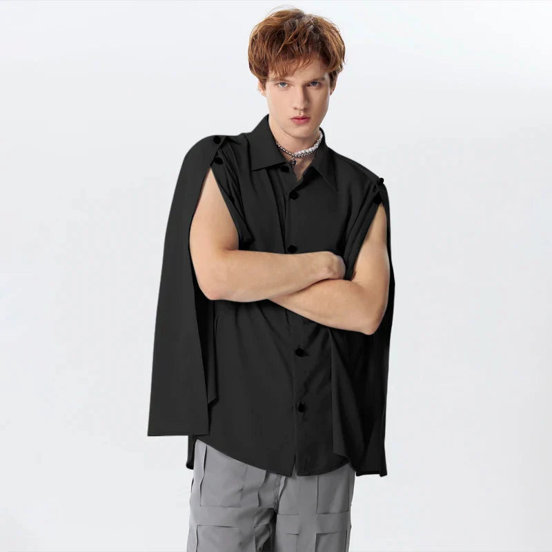 LuŸna koszula z rozciêciem na klapie, dęugim rêkawem i guzikami