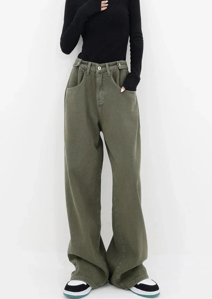 Casualowe jeansy z wysokim stanem