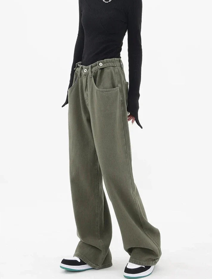 Casualowe jeansy z wysokim stanem