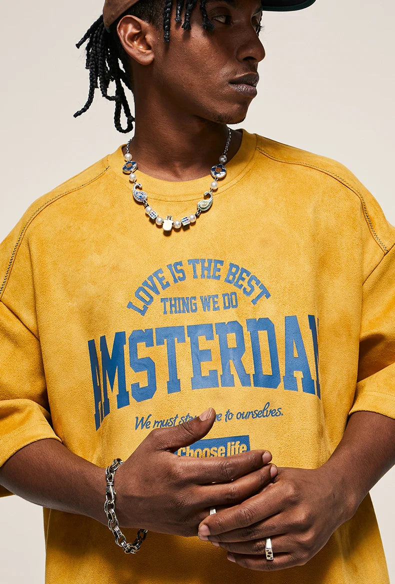 T-shirt oversize van imitatiesuéde
