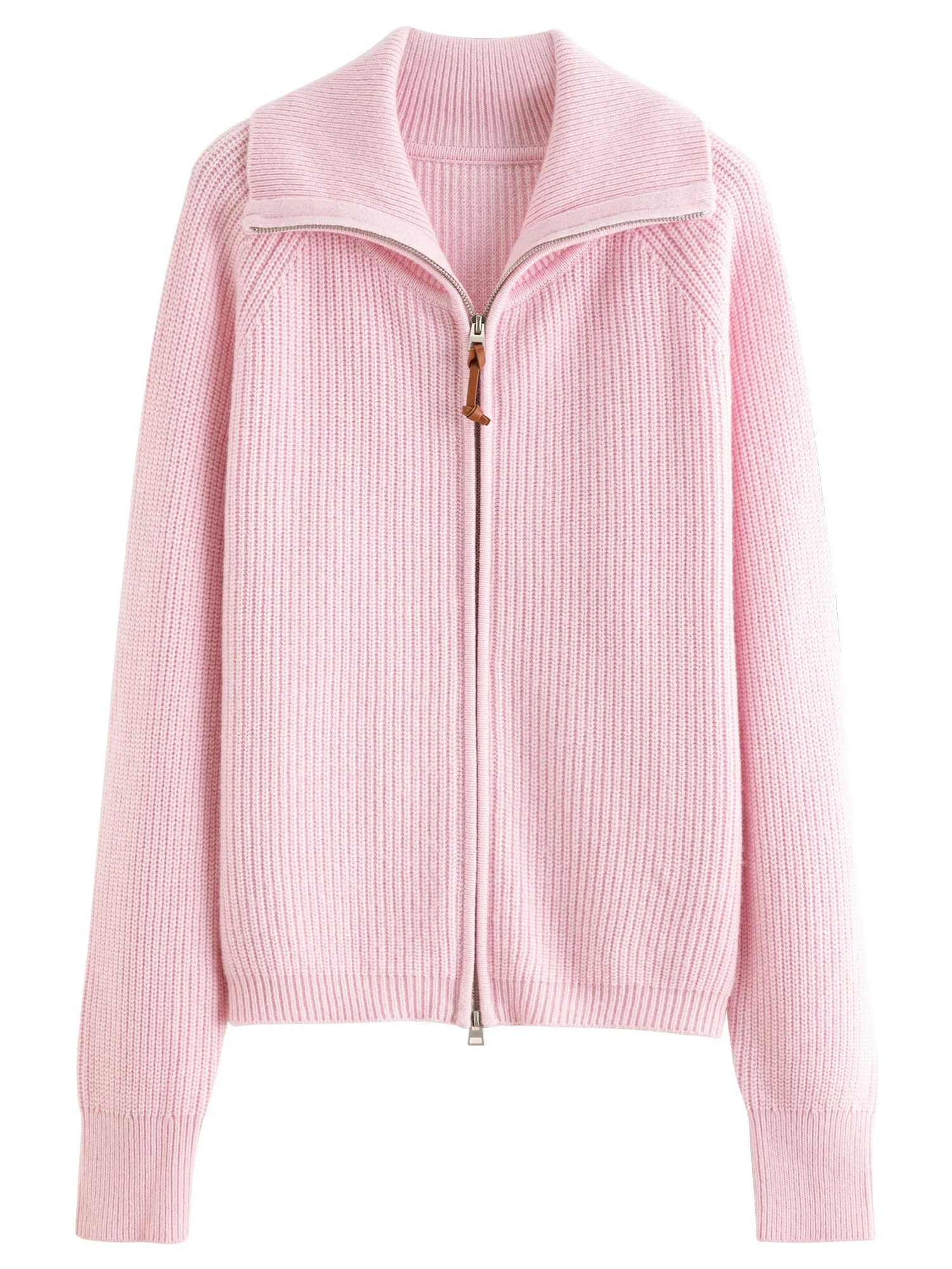 Kardigan z dzianiny z mieszanki wełny z podwójnym zamkiem błyskawicznym