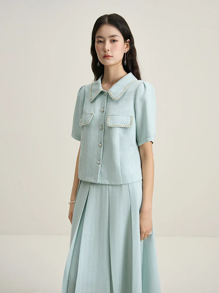 Elegancki klasyczny komplet top i spódnica