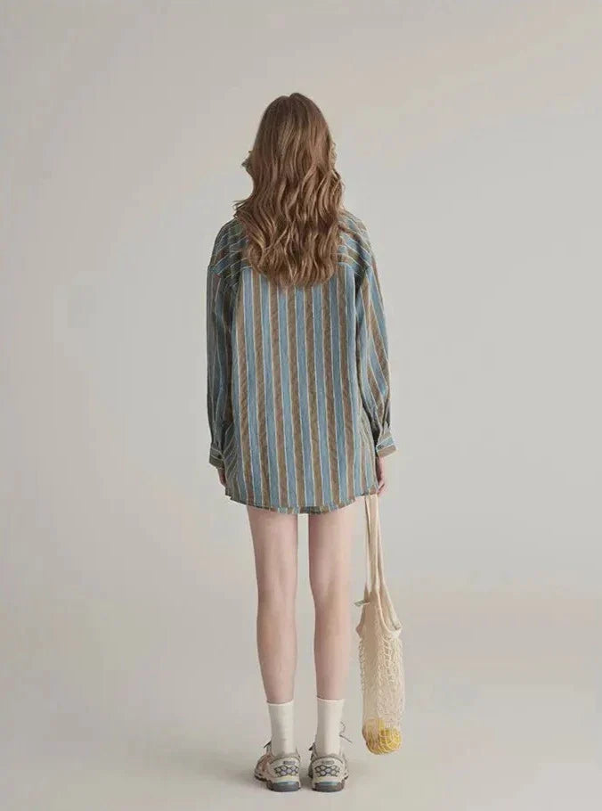 Komplet z koszulą i spódnicą w paski