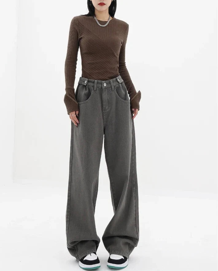 Casualowe jeansy z wysokim stanem