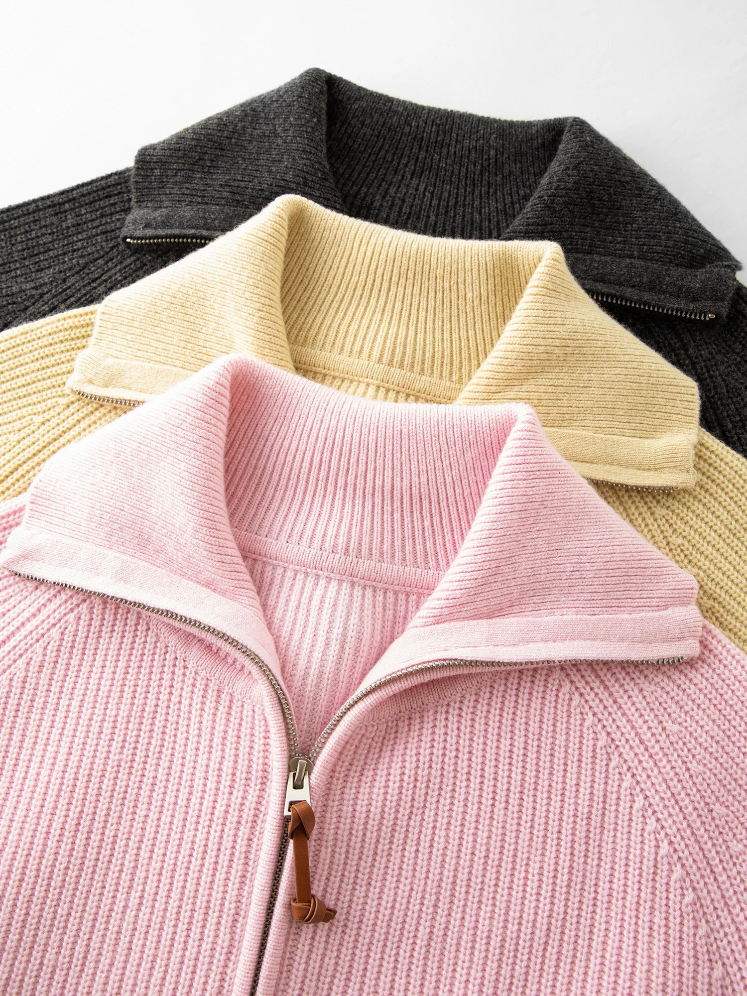 Kardigan z dzianiny z mieszanki wełny z podwójnym zamkiem błyskawicznym