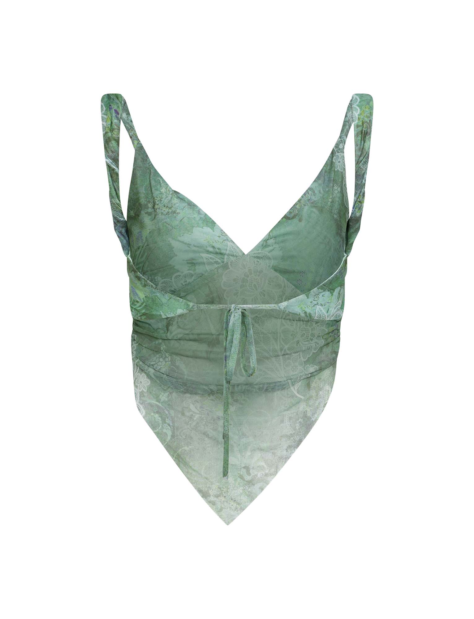 Zielony top w kwiaty ze spódnicą