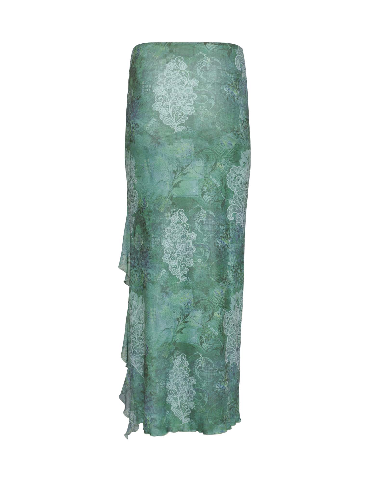 Zielony top w kwiaty ze spódnicą