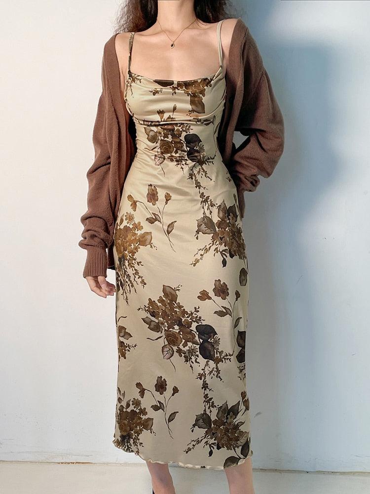 Vintage sukienka maxi w kwiaty