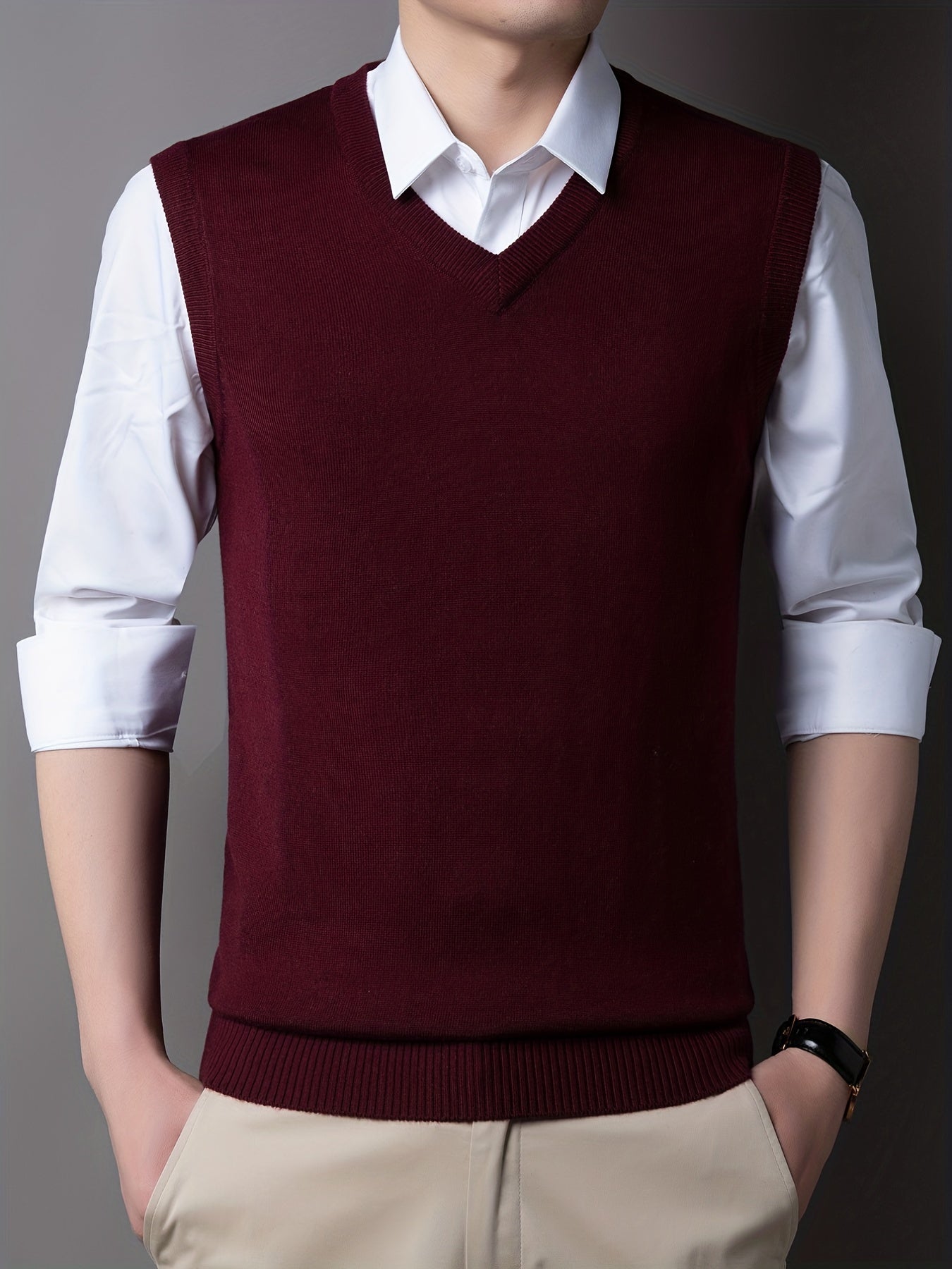 Mêski sweter z dzianiny bez rêkawów
