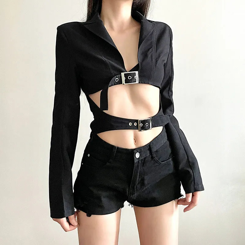 Damski top z goęym dekoltem Chapel Slim Midriff
