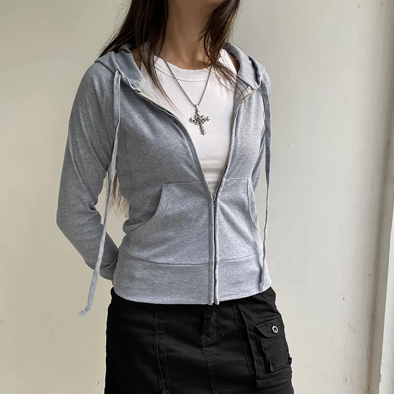 Kardigan z kapturem i zamkiem błyskawicznym