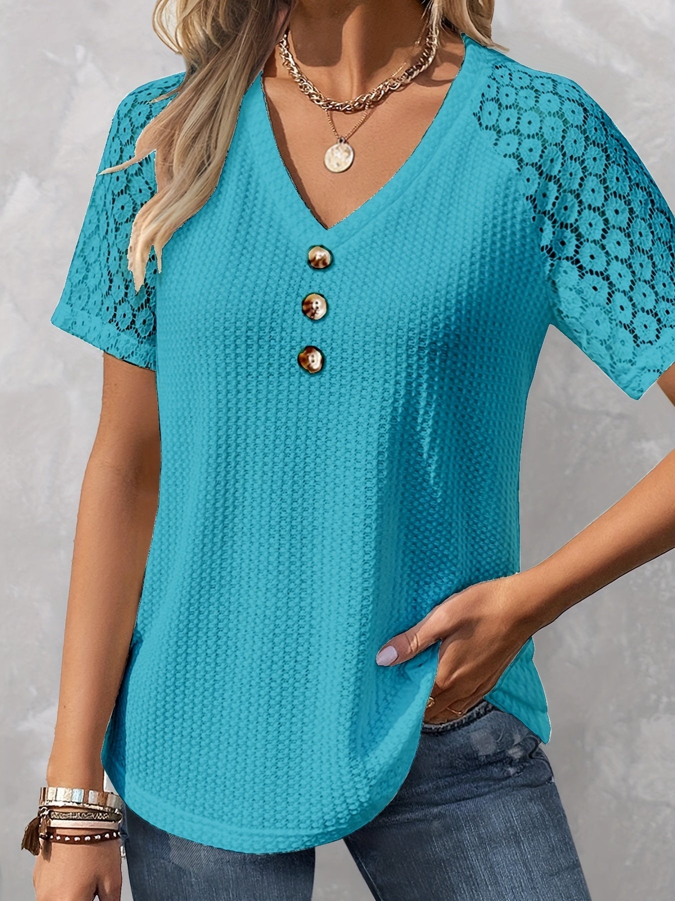 Strukturalny T-shirt damski z krótkim rêkawem