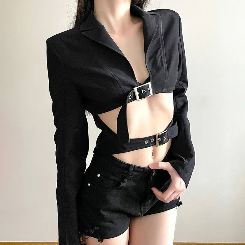 Damski top z goęym dekoltem Chapel Slim Midriff