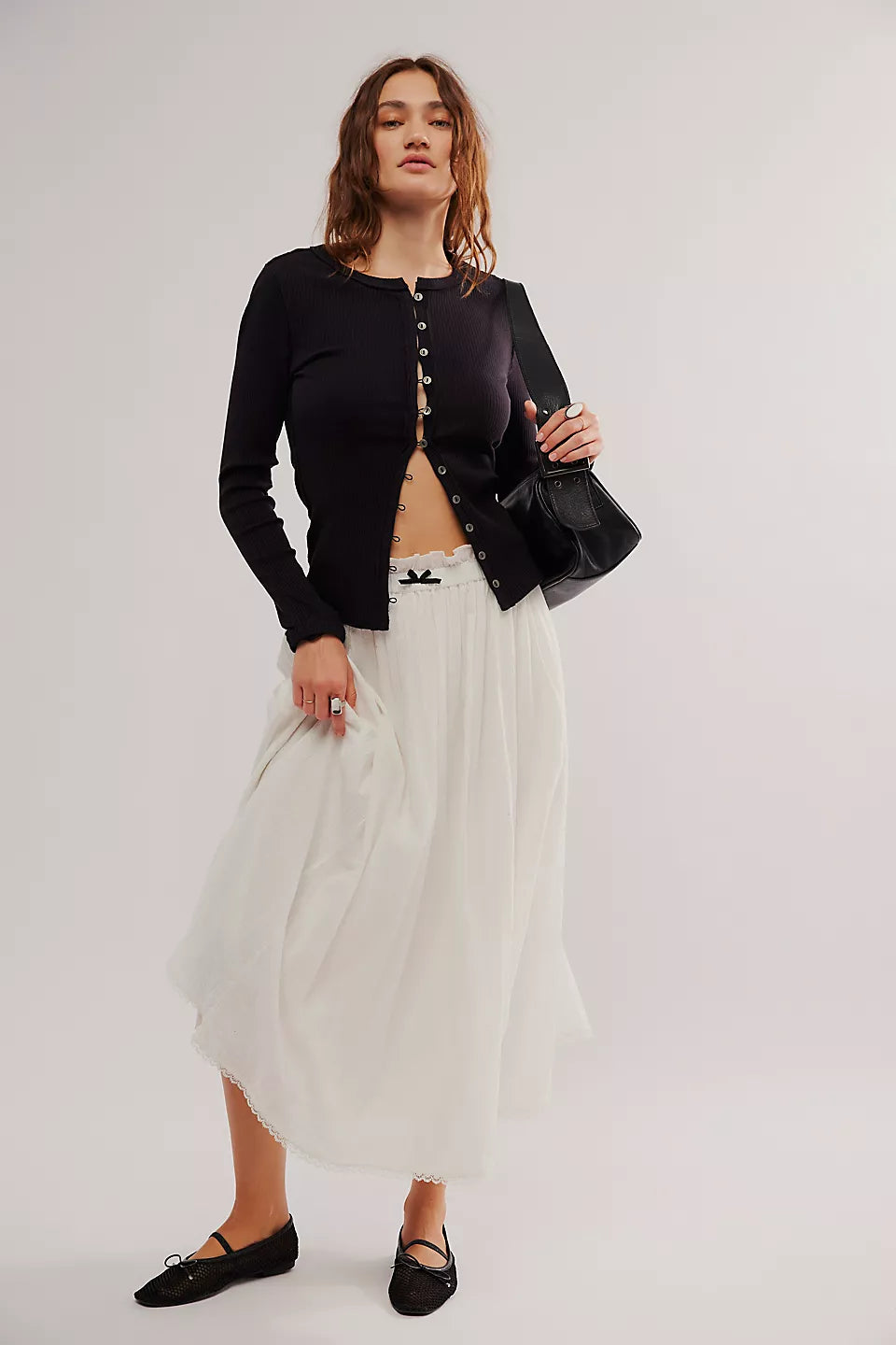 Kardigan żebrowany z okrągłym dekoltem