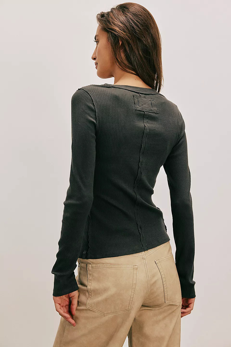 Kardigan żebrowany z okrągłym dekoltem