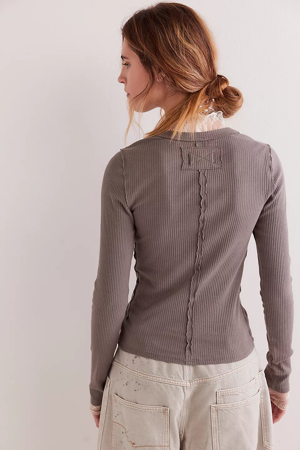 Kardigan żebrowany z okrągłym dekoltem