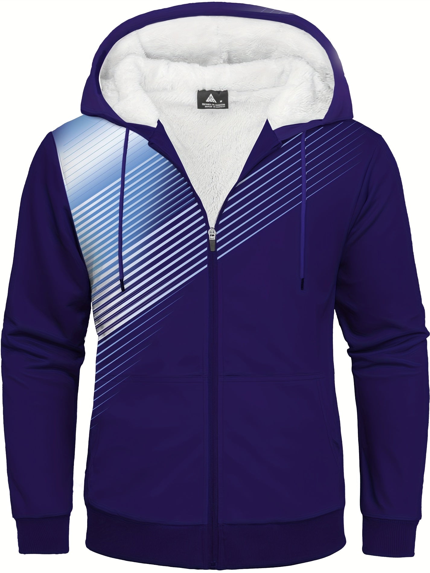 Mêska futrzana bluza z kapturem w paski