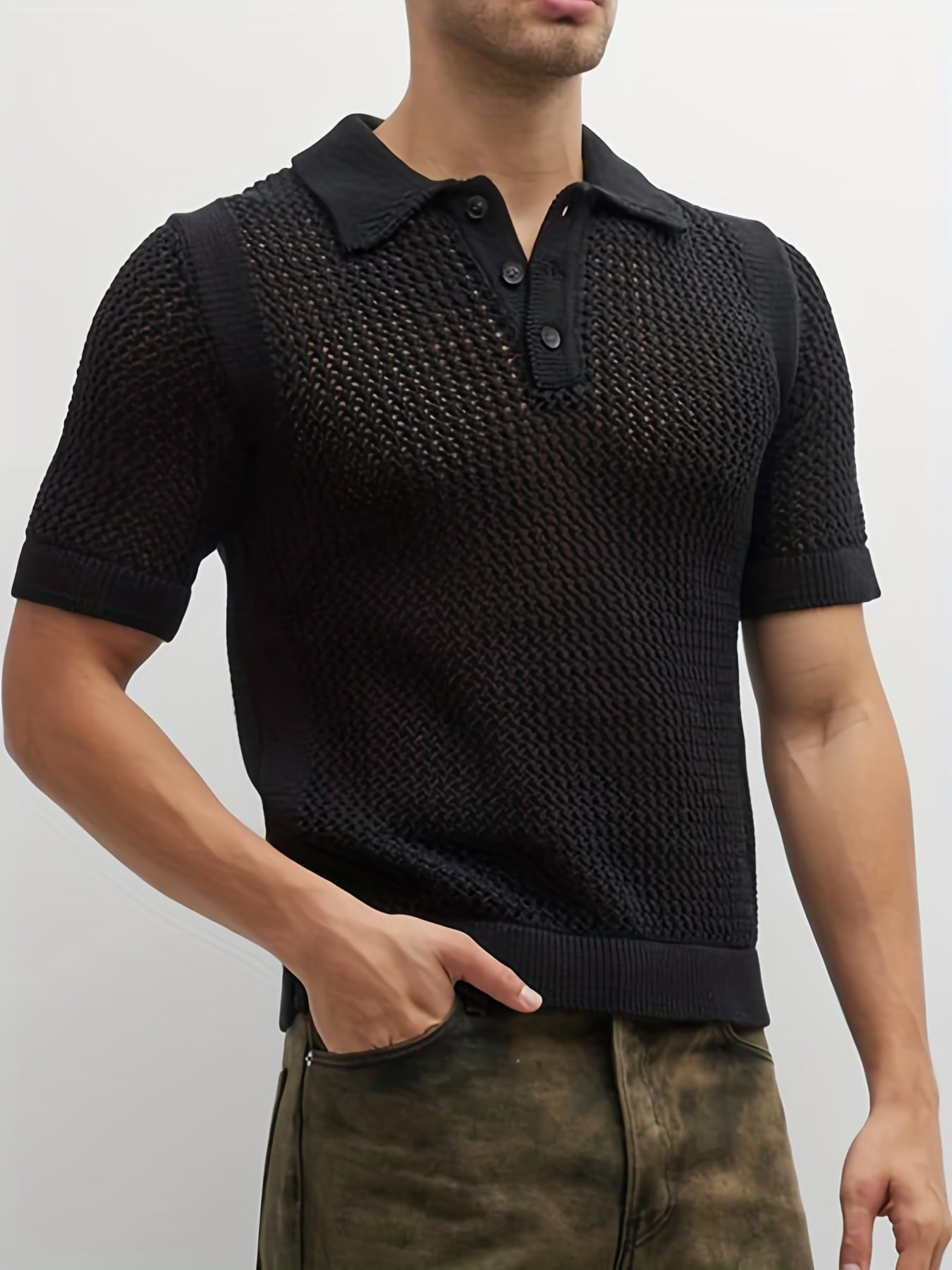 Oddychający sweter z koęnierzykiem polo