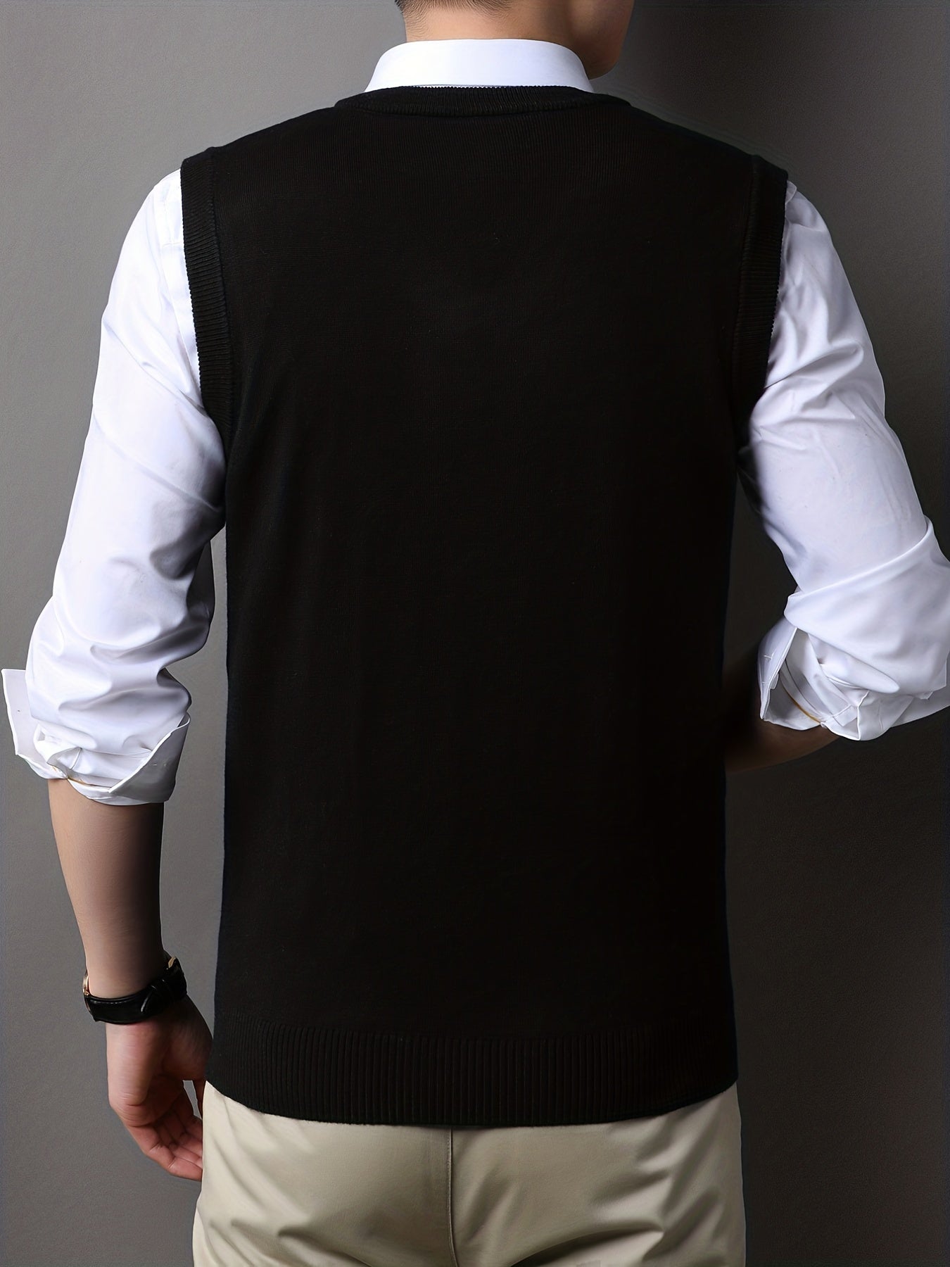 Mêski sweter z dzianiny bez rêkawów