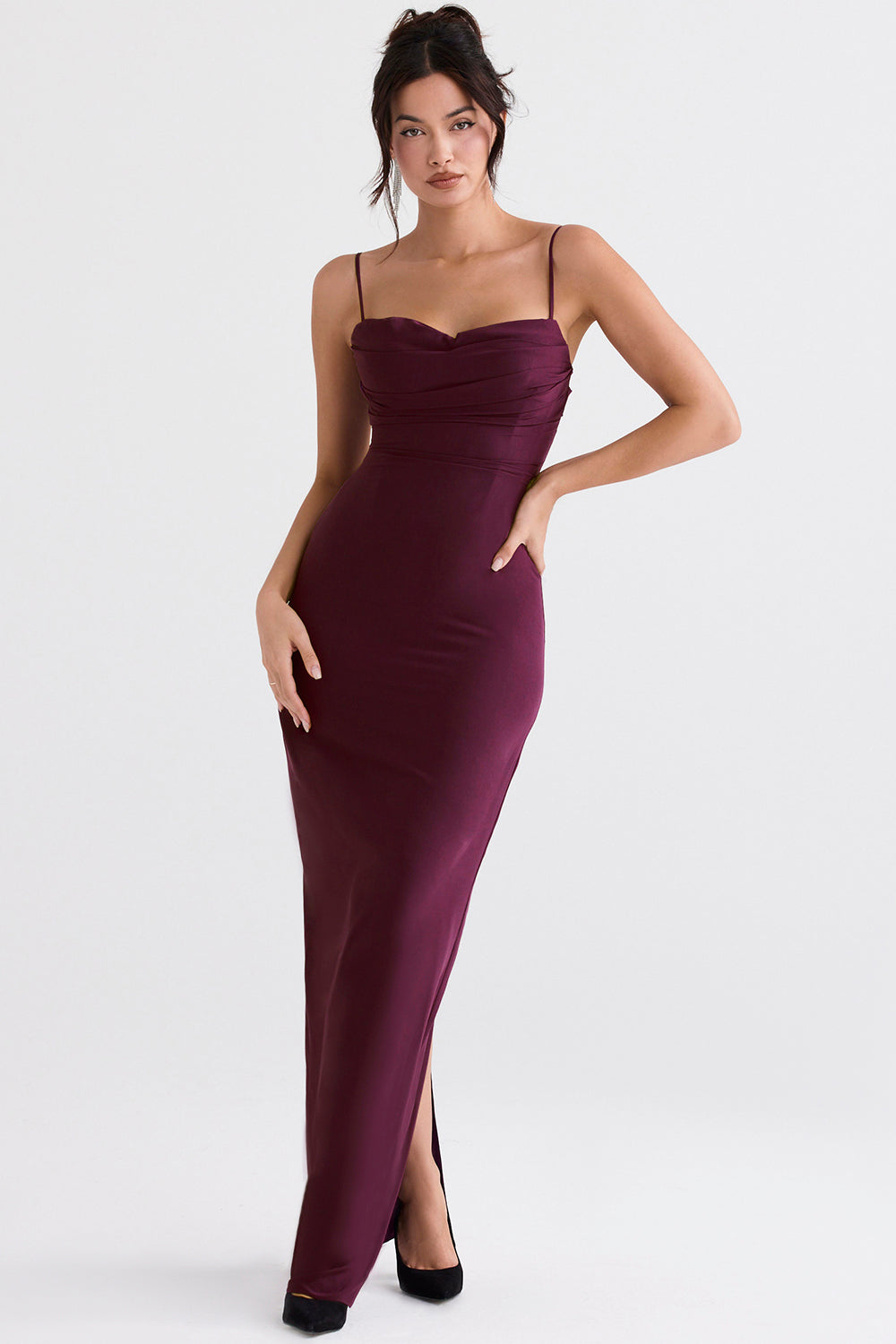 Gorsetowa sukienka maxi Merlot
