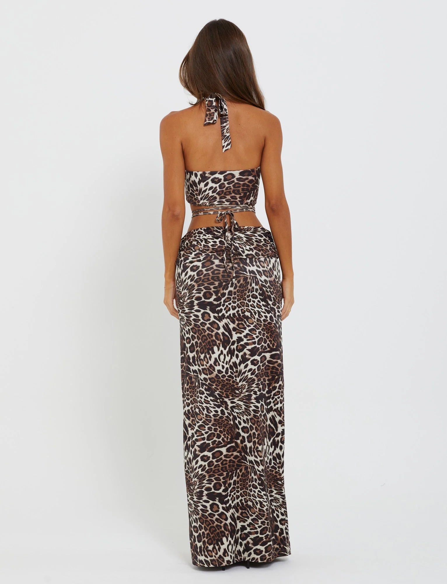 Spódnica maxi z wycięciem z przodu Crop Top Set