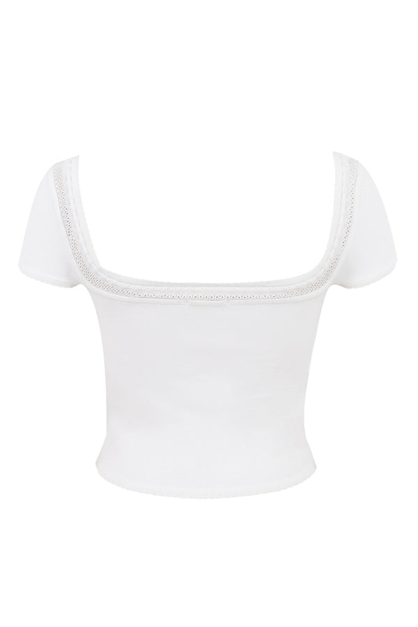 Elegancki top z dzianiny w kolorze koœci sęoniowej ze spódniczką mini