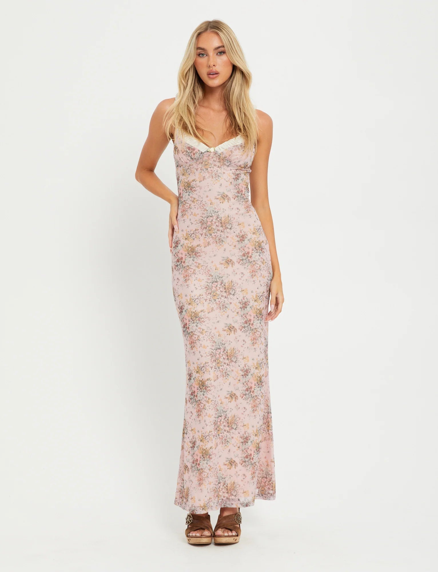 Sukienka maxi Bodycon z dekoltem w serek