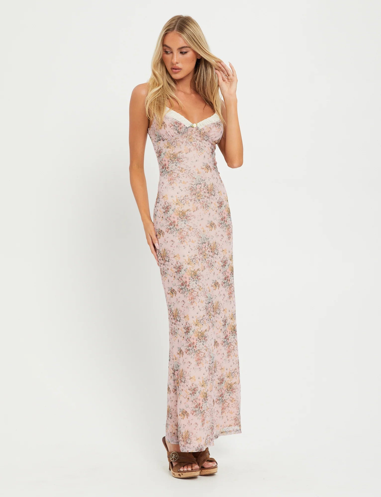 Sukienka maxi Bodycon z dekoltem w serek