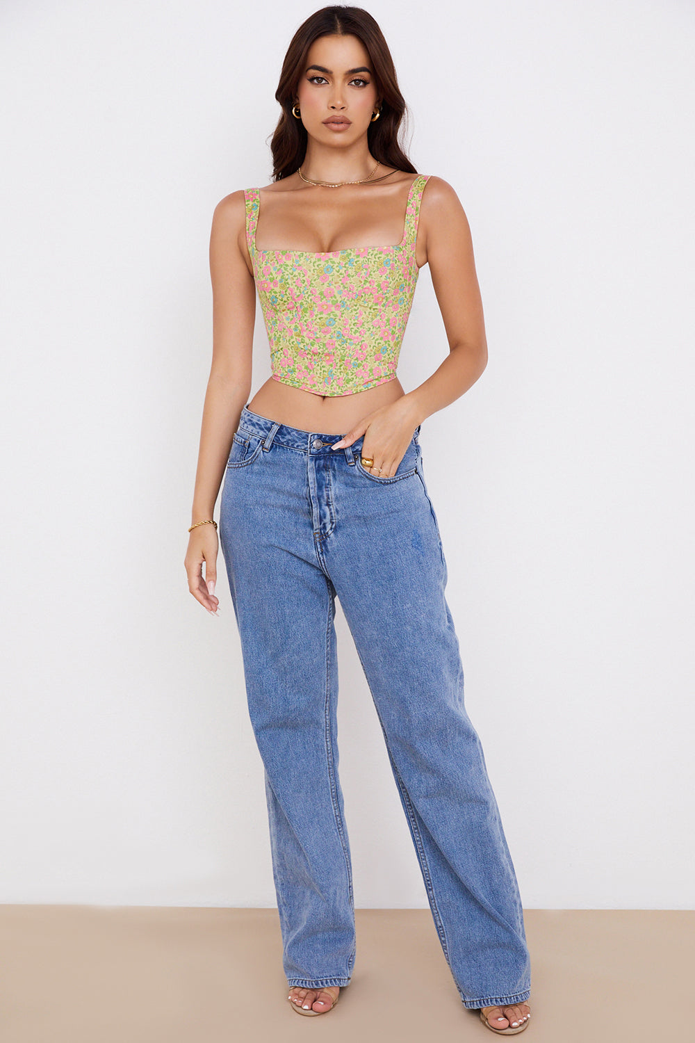 Vintage kwiatowy gorset