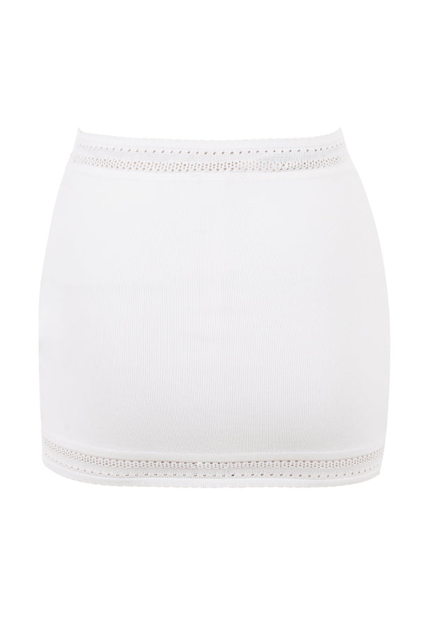 Elegancki top z dzianiny w kolorze koœci sęoniowej ze spódniczką mini