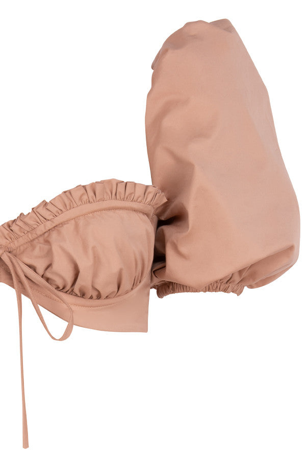 Braletka w kolorze camelowym z bufiastymi rêkawami