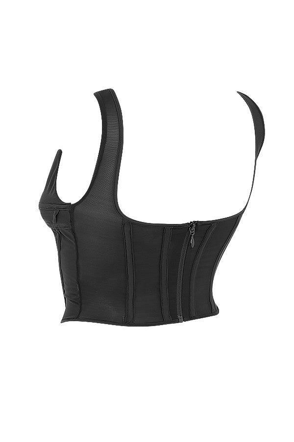 Gorsetowy top z czarnej siateczki